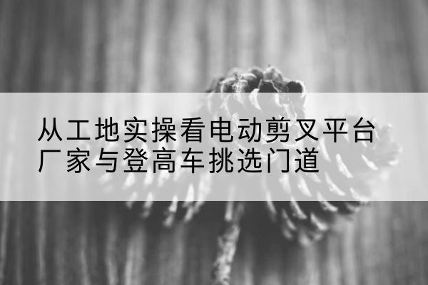 泰安电动剪叉升降平台厂家-从工地实操看电动剪叉平台厂家与登高车挑选门道